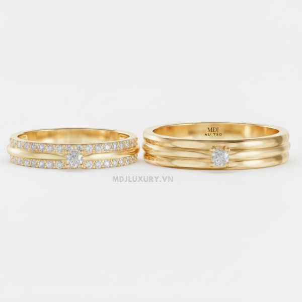 Nhẫn cưới vàng tây 18K- nhẫn cưới đẹp NC107