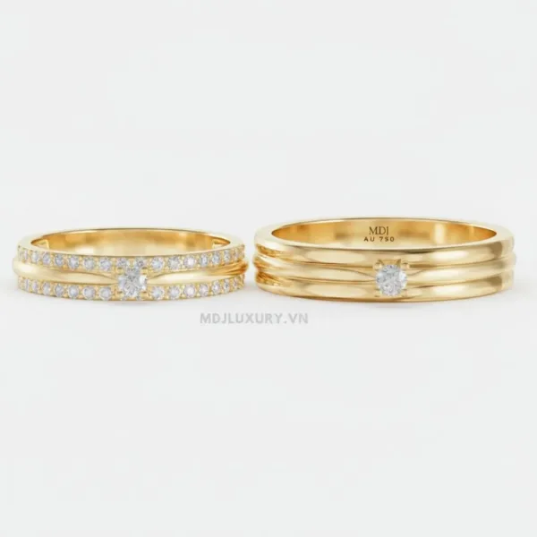 Nhẫn cưới vàng tây 18K- nhẫn cưới đẹp NC107