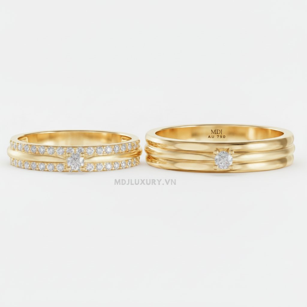 Nhẫn cưới vàng tây 18K- nhẫn cưới đẹp NC107 1 Nhẫn cưới vàng tây 18K- nhẫn cưới đẹp NC107