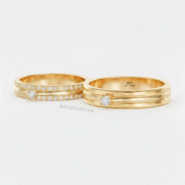 Nhẫn cưới vàng tây 18K- nhẫn cưới đẹp NC107 18 Nhẫn cưới vàng tây 18K- nhẫn cưới đẹp NC107
