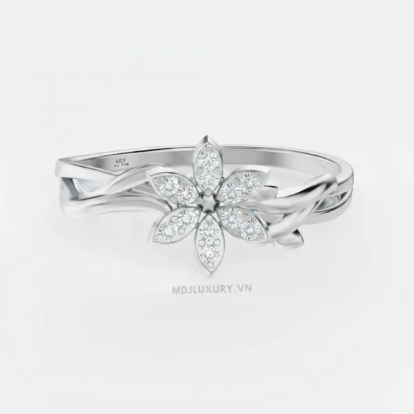 Nhẫn Cầu Hôn Vàng Hồng Kim Cương Flower F019