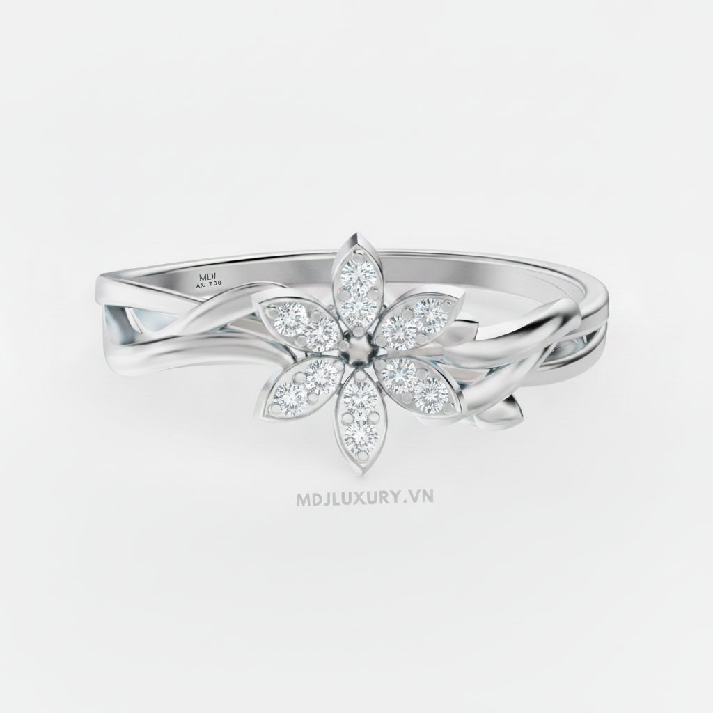 Nhẫn Cầu Hôn Vàng Hồng Kim Cương Flower F019 12 Nhẫn Cầu Hôn Vàng Hồng Kim Cương Flower F019