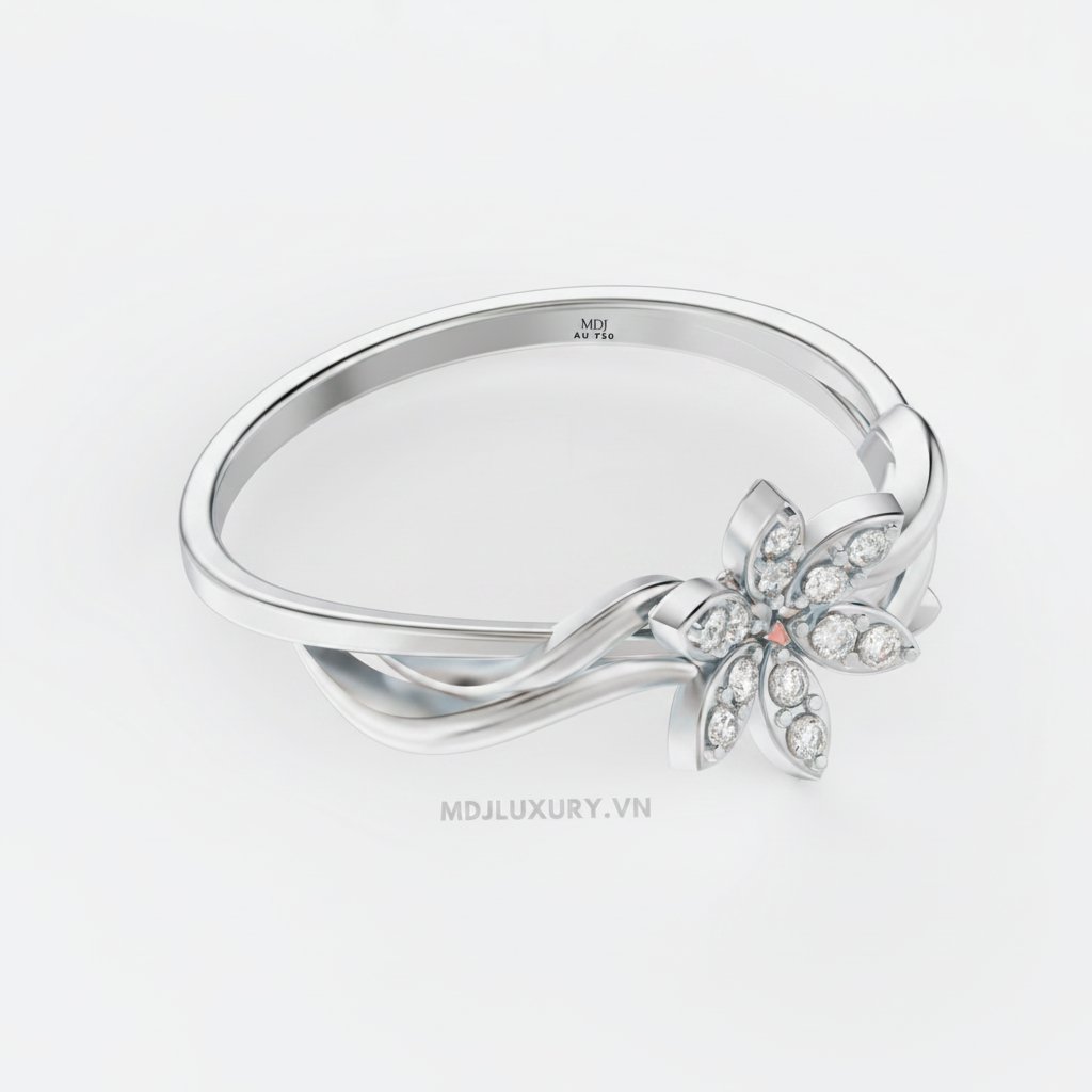 Nhẫn Cầu Hôn Vàng Hồng Kim Cương Flower F019 10 Nhẫn Cầu Hôn Vàng Hồng Kim Cương Flower F019