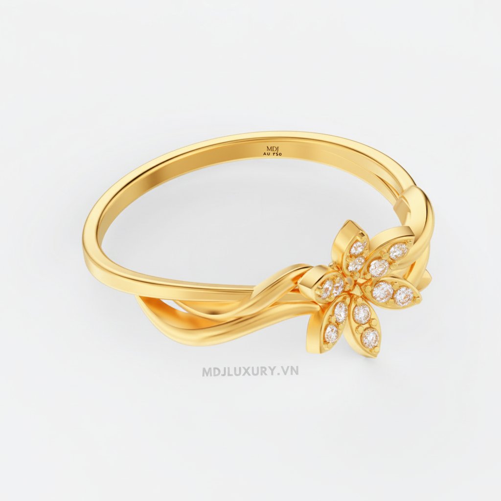 Nhẫn Cầu Hôn Vàng Hồng Kim Cương Flower F019 11 Nhẫn Cầu Hôn Vàng Hồng Kim Cương Flower F019