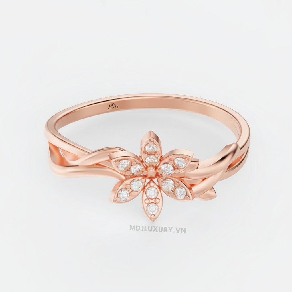 Nhẫn Cầu Hôn Vàng Hồng Kim Cương Flower F019 8 Nhẫn Cầu Hôn Vàng Hồng Kim Cương Flower F019