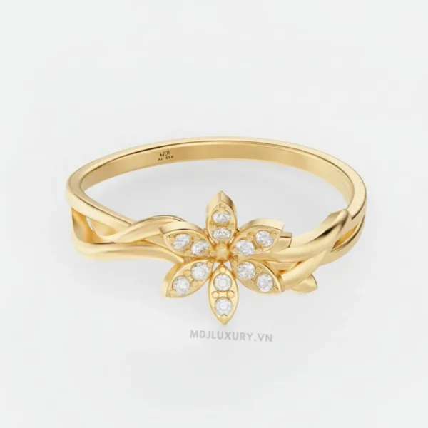 Nhẫn Cầu Hôn Vàng Hồng Kim Cương Flower F019