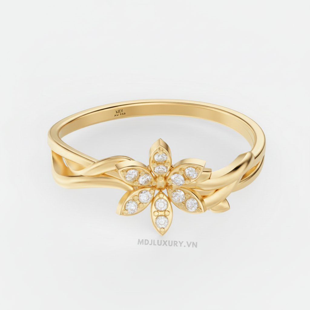 Nhẫn Cầu Hôn Vàng Hồng Kim Cương Flower F019 1 Nhẫn Cầu Hôn Vàng Hồng Kim Cương Flower F019