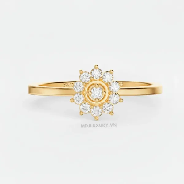 Nhẫn Cầu Hôn Vàng Kim Cương – Vẻ Đẹp Vượt Thời Gian Flower F020