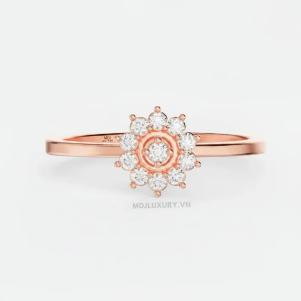 Nhẫn Cầu Hôn Vàng Kim Cương – Vẻ Đẹp Vượt Thời Gian Flower F020