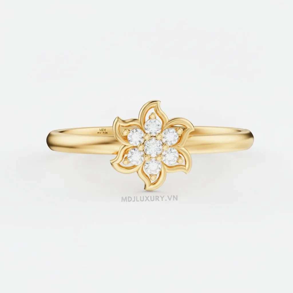 Nhẫn Cầu Hôn Vàng Hồng Kim Cương Flower F023