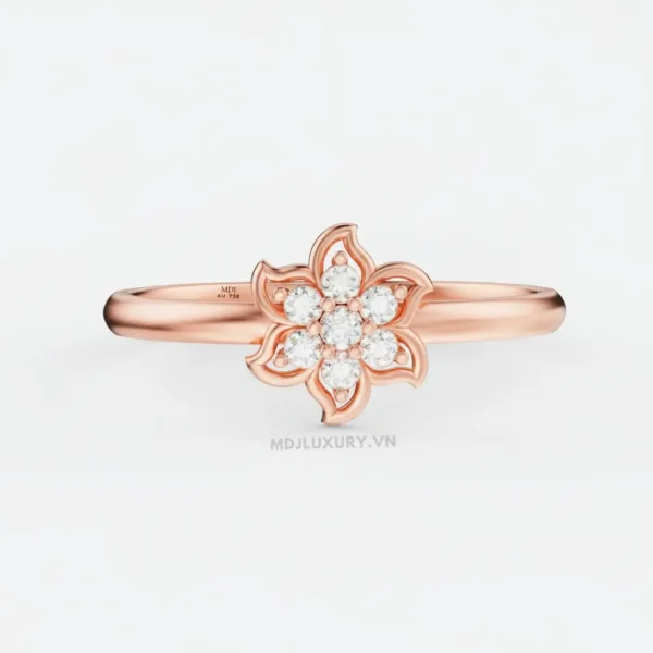 Nhẫn Cầu Hôn Vàng Hồng Kim Cương Flower F023