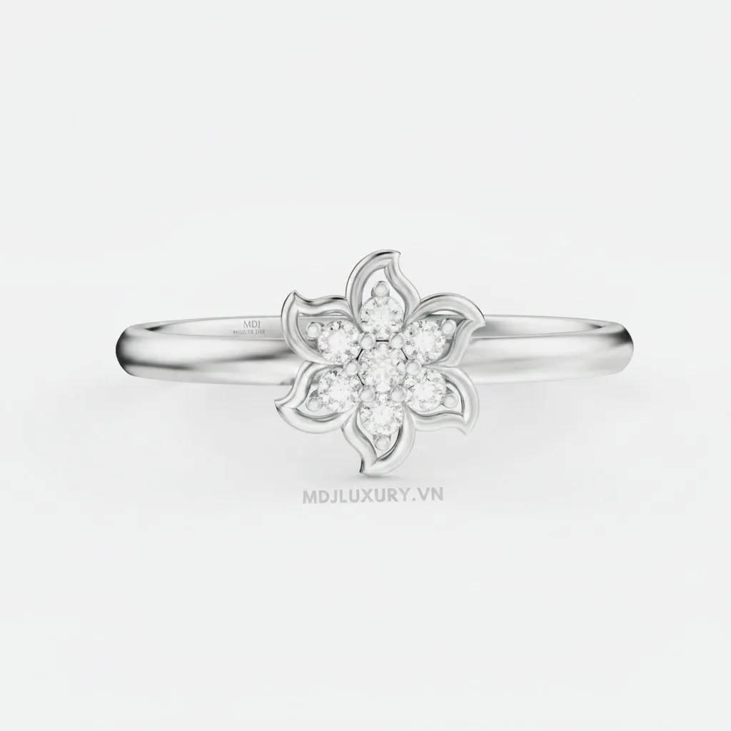 Nhẫn Cầu Hôn Vàng Hồng Kim Cương Flower F023