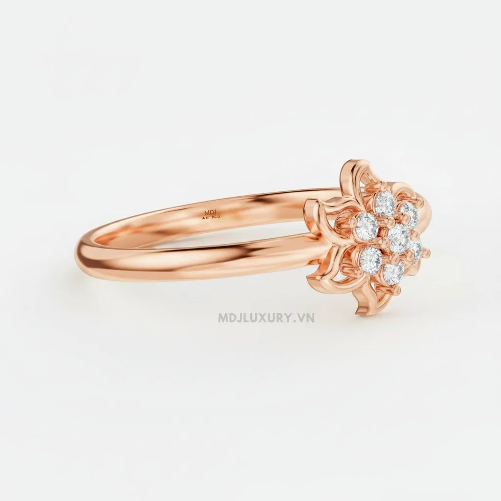 Nhẫn Cầu Hôn Vàng Hồng Kim Cương Flower F023