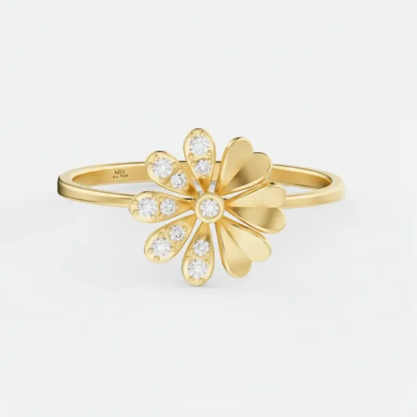 Nhẫn Cầu Hôn kim cương thiên nhiên Flower F024