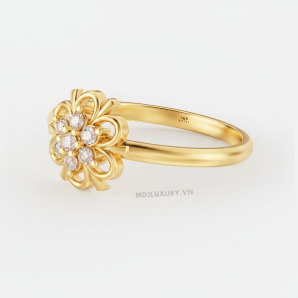 Nhẫn Cầu Hôn Vàng Hồng 14K Kim Cương MDJ Flower F028 12 Nhẫn Cầu Hôn Vàng Hồng 14K Kim Cương MDJ Flower F028