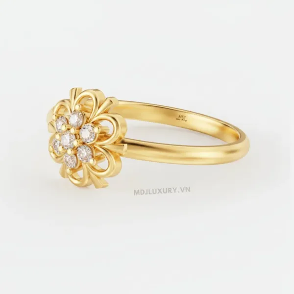 Nhẫn Cầu Hôn Vàng Hồng 14K Kim Cương MDJ Flower F028