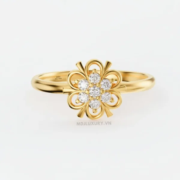 Nhẫn Cầu Hôn Vàng Hồng 14K Kim Cương MDJ Flower F028