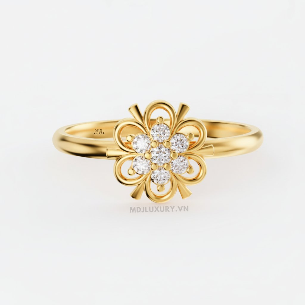 Nhẫn Cầu Hôn Vàng Hồng 14K Kim Cương MDJ Flower F028 1 Nhẫn Cầu Hôn Vàng Hồng 14K Kim Cương MDJ Flower F028