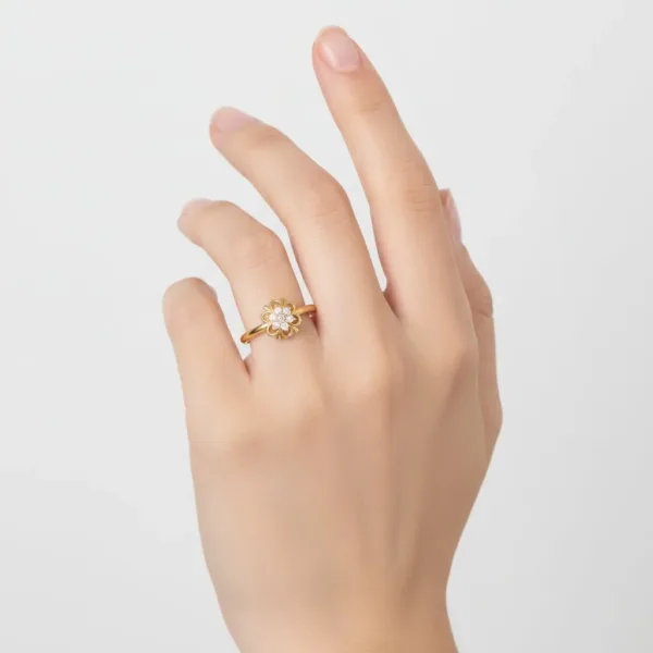 Nhẫn Cầu Hôn Vàng Hồng 14K Kim Cương MDJ Flower F028