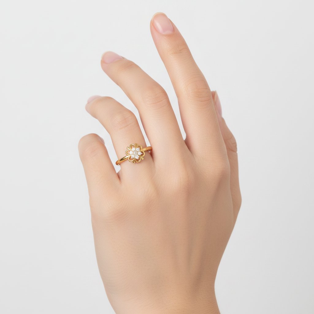 Nhẫn Cầu Hôn Vàng Hồng 14K Kim Cương MDJ Flower F028 2 Nhẫn Cầu Hôn Vàng Hồng 14K Kim Cương MDJ Flower F028