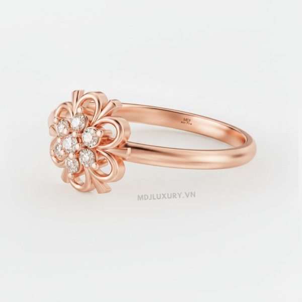 Nhẫn Cầu Hôn Vàng Hồng 14K Kim Cương MDJ Flower F028 17 Nhẫn Cầu Hôn Vàng Hồng 14K Kim Cương MDJ Flower F028