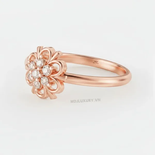Nhẫn Cầu Hôn Vàng Hồng 14K Kim Cương MDJ Flower F028