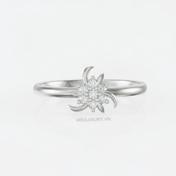 Nhẫn Cầu Hôn Vàng Tây 18k Kim Cương Dưới 2 triệu MDJ Flower F031