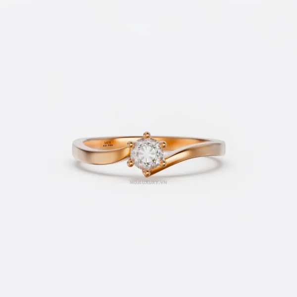Nhẫn Đính Hôn Kim Cương Thiên Nhiên Vàng tây 18k NNU259