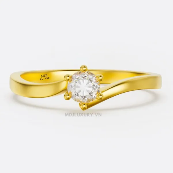 Nhẫn Đính Hôn Kim Cương Thiên Nhiên Vàng tây 18k NNU259