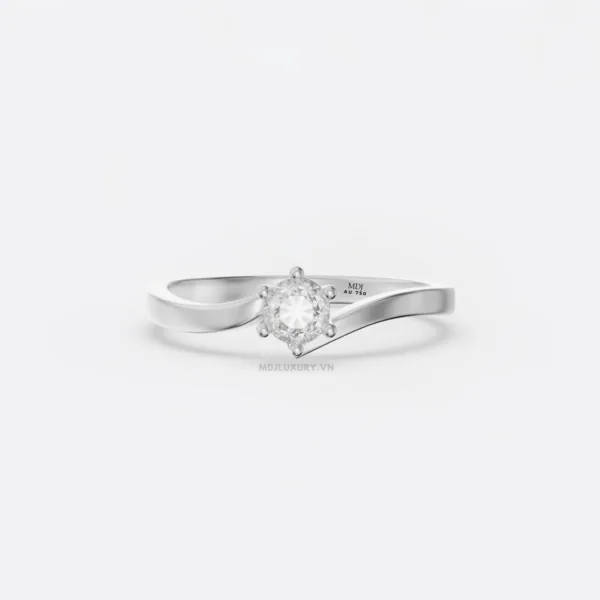 Nhẫn Đính Hôn Kim Cương Thiên Nhiên Vàng tây 18k NNU259