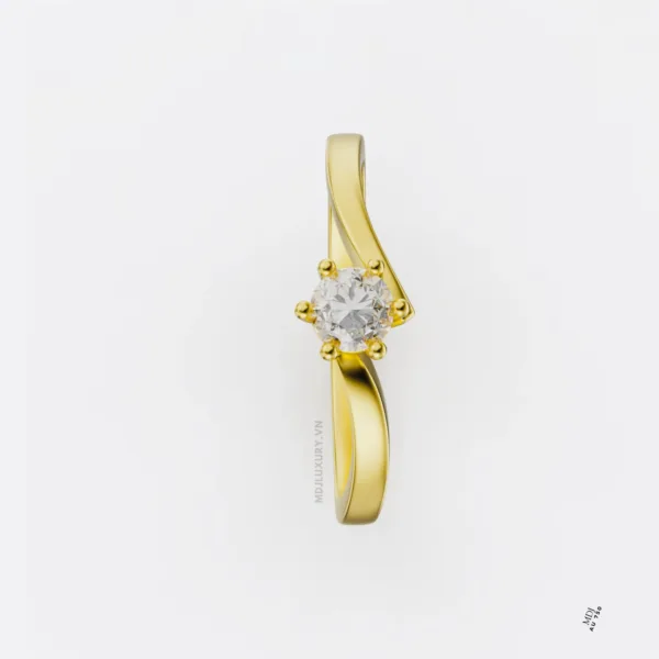 Nhẫn Đính Hôn Kim Cương Thiên Nhiên Vàng tây 18k NNU259