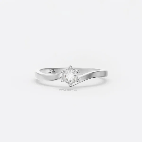 Nhẫn Đính Hôn Kim Cương Thiên Nhiên Vàng tây 18k NNU259