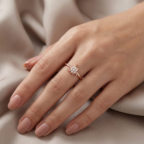 Nhẫn Cầu Hôn Vàng Tây 18k Kim Cương Dưới 2 triệu MDJ Flower F031