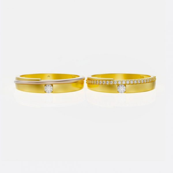 Nhẫn cưới vàng tây kim cương Moissanite NC219
