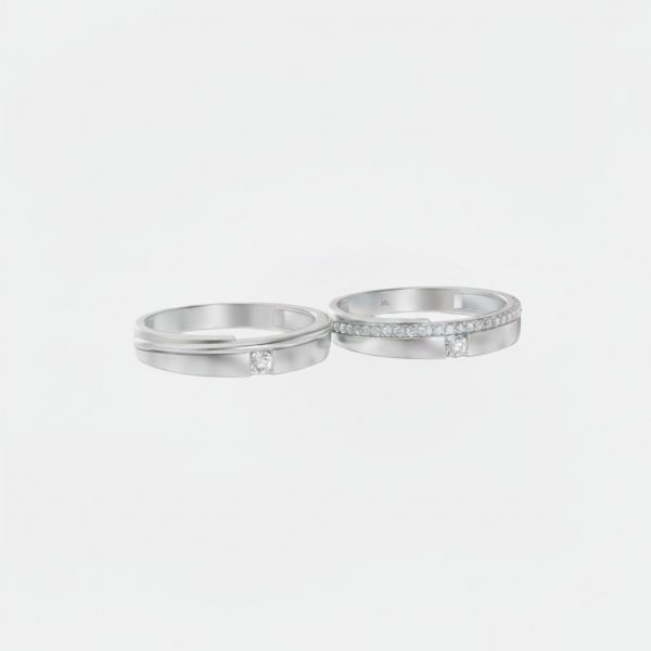 Nhẫn cưới vàng tây kim cương Moissanite NC219