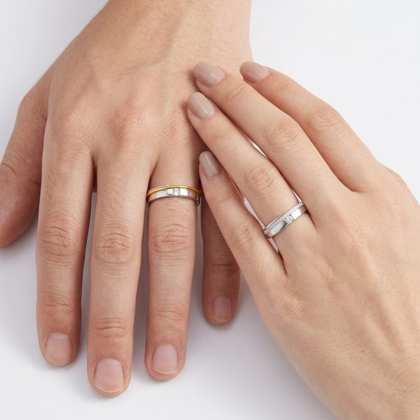 Nhẫn cưới vàng tây kim cương Moissanite NC219