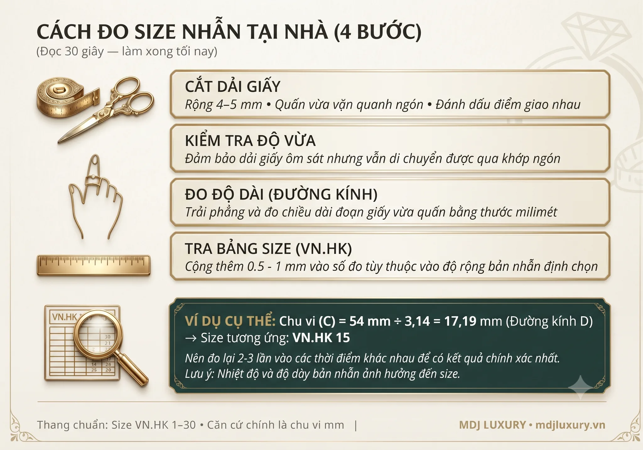 4 bước đo size nhẫn tại nhà 4 bước đo size nhẫn tại nhà