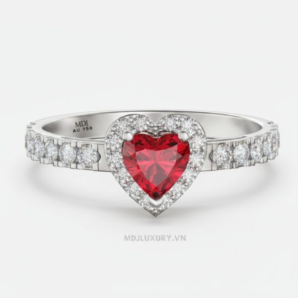 Nhẫn Cầu Hôn Trái Tim Ruby Cao Cấp M9000 17 Nhẫn Cầu Hôn Trái Tim Ruby Cao Cấp M9000