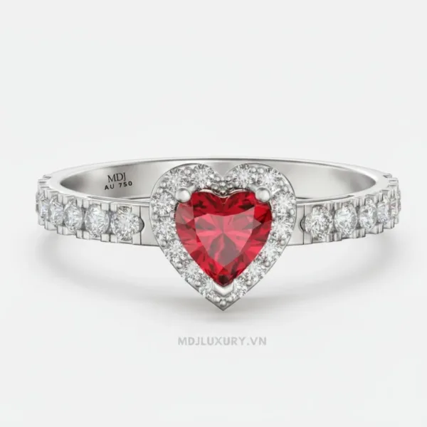 Nhẫn Cầu Hôn Trái Tim Ruby Cao Cấp M9000
