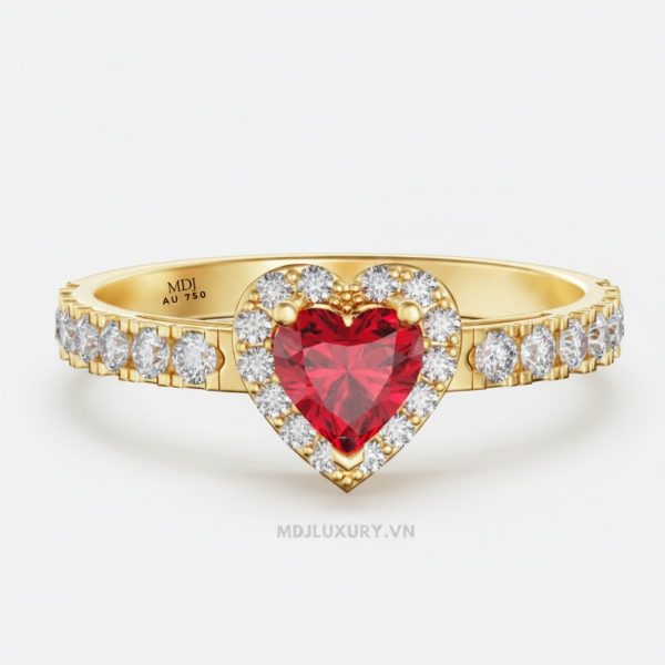 Nhẫn Cầu Hôn Trái Tim Ruby Cao Cấp M9000