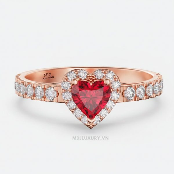 Nhẫn Cầu Hôn Trái Tim Ruby Cao Cấp M9000