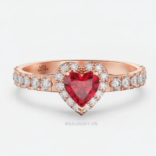 Nhẫn Cầu Hôn Trái Tim Ruby Cao Cấp M9000