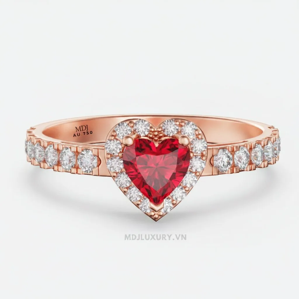 Nhẫn Cầu Hôn Trái Tim Ruby Cao Cấp M9000