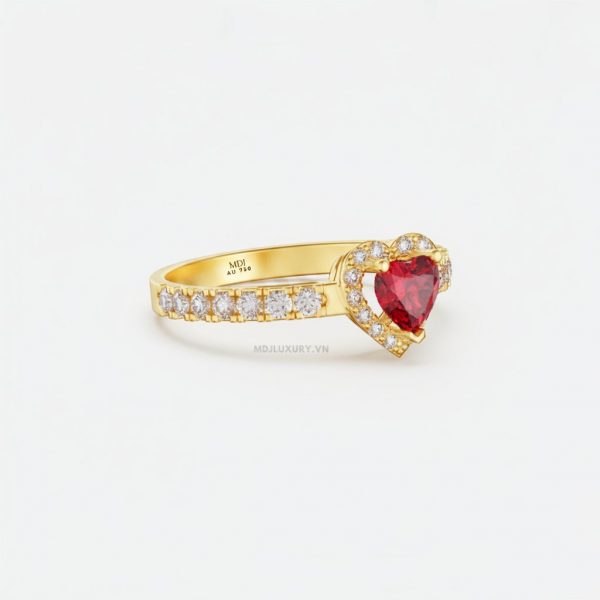 Nhẫn Cầu Hôn Trái Tim Ruby Cao Cấp M9000 15 Nhẫn Cầu Hôn Trái Tim Ruby Cao Cấp M9000