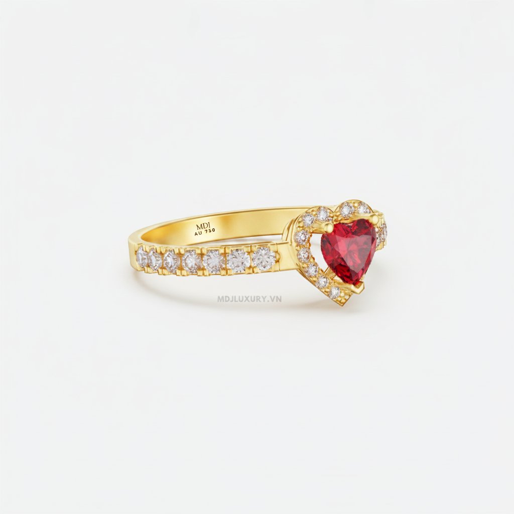 Nhẫn Cầu Hôn Trái Tim Ruby Cao Cấp M9000 7 Nhẫn Cầu Hôn Trái Tim Ruby Cao Cấp M9000