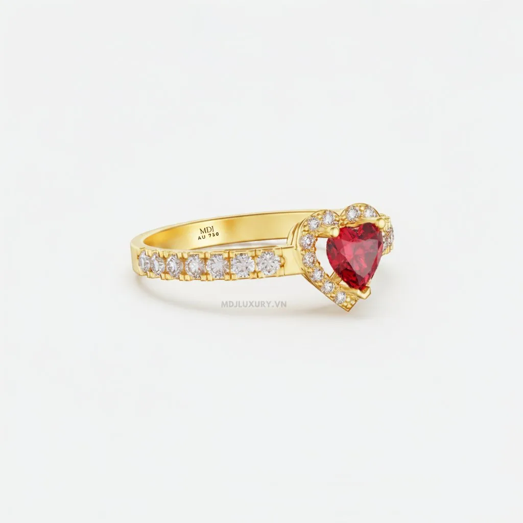 Nhẫn Cầu Hôn Trái Tim Ruby Cao Cấp M9000