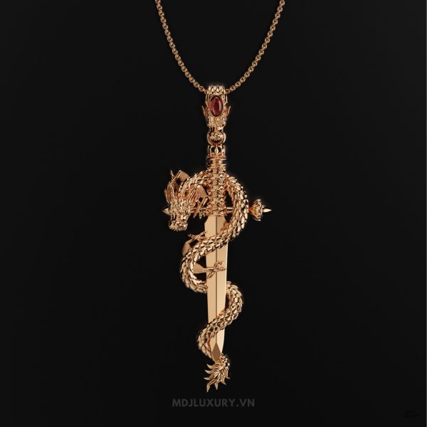 Mặt Dây Nam Vàng Tây – Kiếm Rồng Đá Ruby MDC 64