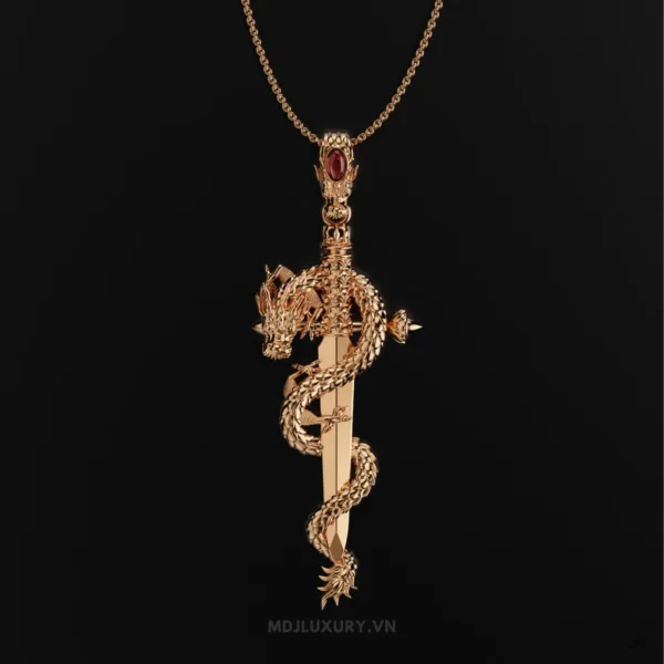 Mặt Dây Nam Vàng Tây – Kiếm Rồng Đá Ruby MDC 64