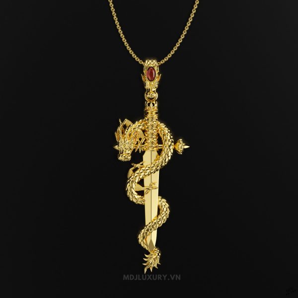 Mặt Dây Nam Vàng Tây – Kiếm Rồng Đá Ruby MDC 64