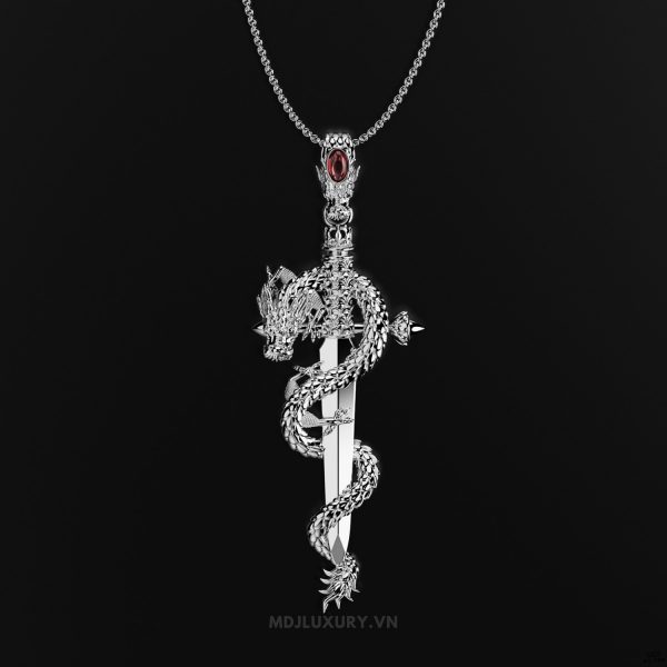 Mặt Dây Nam Vàng Tây – Kiếm Rồng Đá Ruby MDC 64
